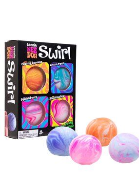 🌟 NEW 🟠 NeeDoh Teenie Swirl 4-Pack – Sensory Squishy Balls by Schylling 🌟